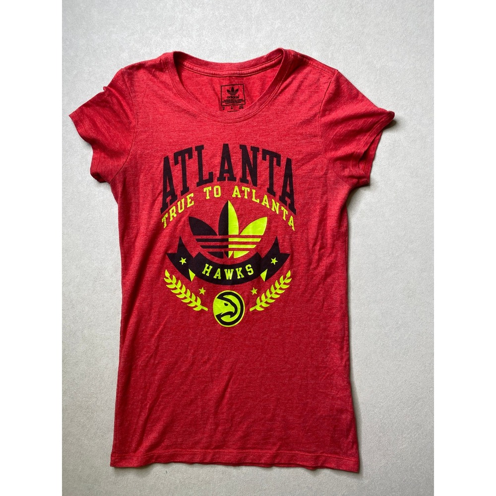 Adidas Atlanta Hawks NBA Graphic T-Shirt Red Women's Size Medium Slim Fit